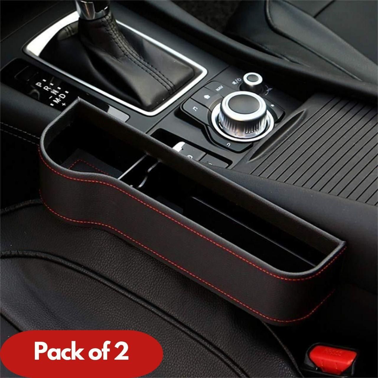 JS Enterprise™ Seat Pockets PU Leather Car Console Side Organizer Pack of 2