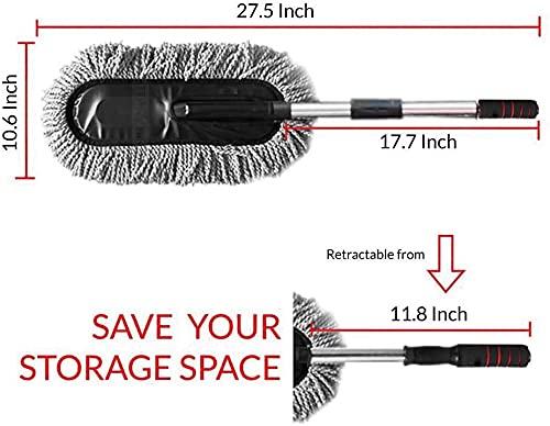 JS Enterprise™ Retractable Flexible Microfiber Car Duster With Handle 360 Degree Rotating Mop