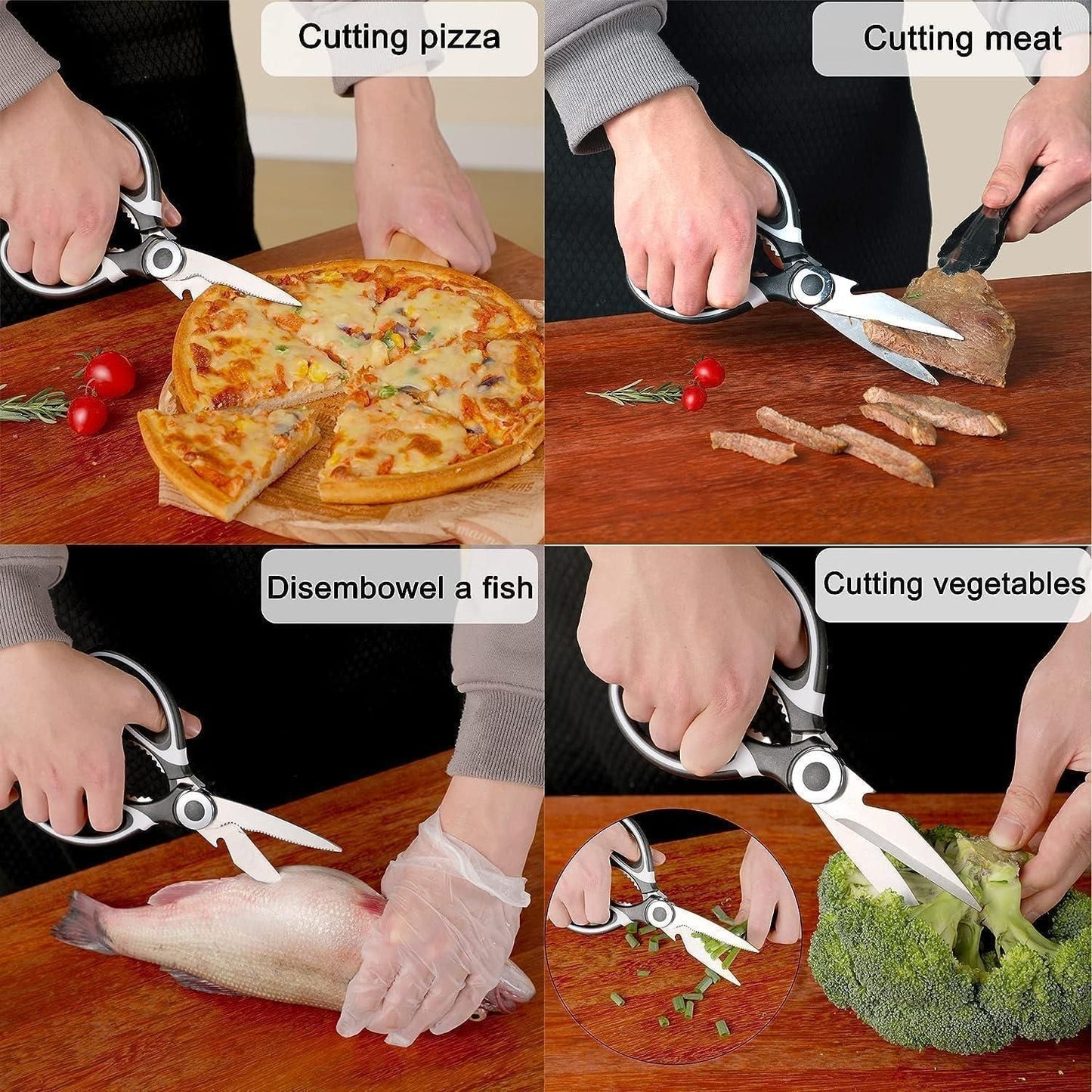JS Enterprise™ Multifunction Kitchen Scissors - Chicken Bone Meat Vegetable Cutter Nutcracker Bottle Openers Tools, 1 Pcs