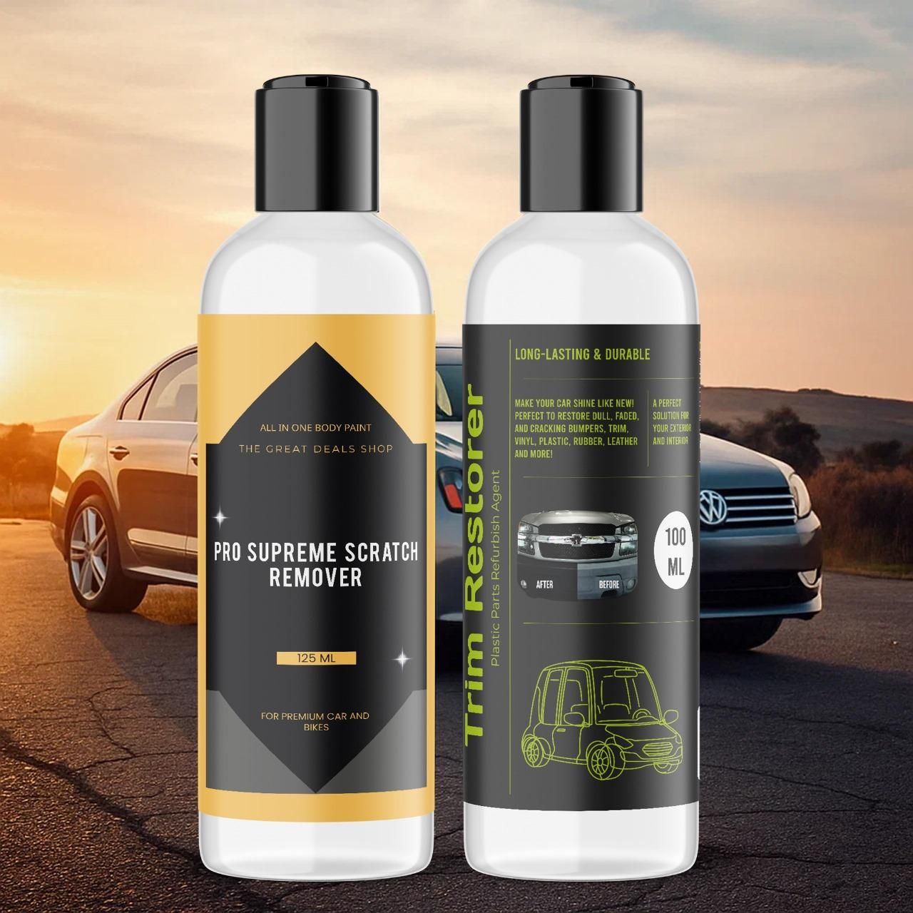 JS Enterprise™ Pro Supreme Scratch Remover 125 ml and Trim Restorer 100 ml each Pack of 2