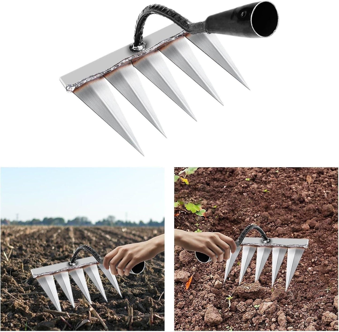 JS Enterprise™ 5 Teeth Carbon Steel Garden Weeding