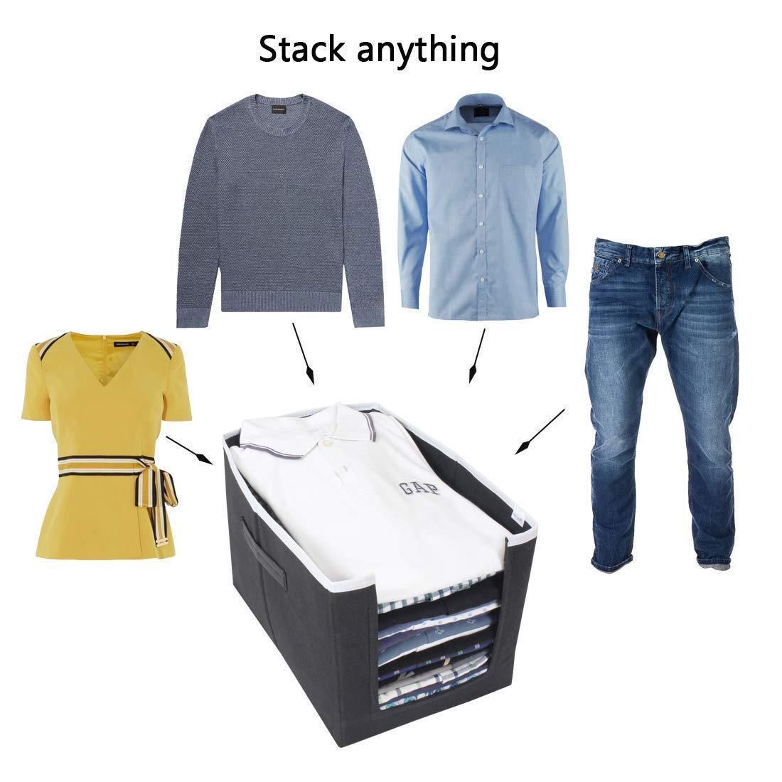 JS Enterprise™ Closet Organizer-Foldable Shirts and Clothing Organizer Stackers(Pack of 1,2,3,4,6,9)