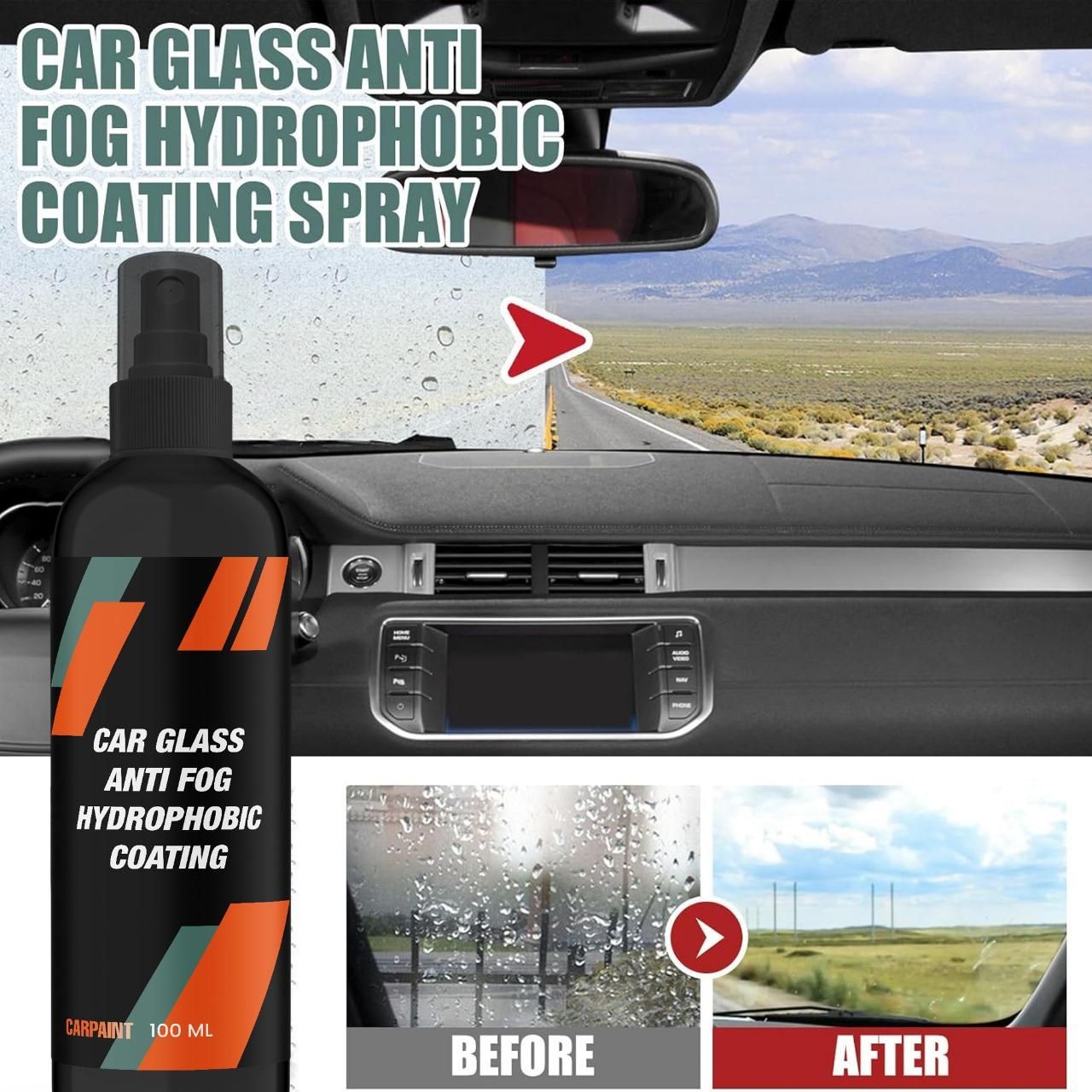 JS Enterprise™ Car Glass Anti-Fog Hydrophobic Coating 100ml(Pack Of 2)