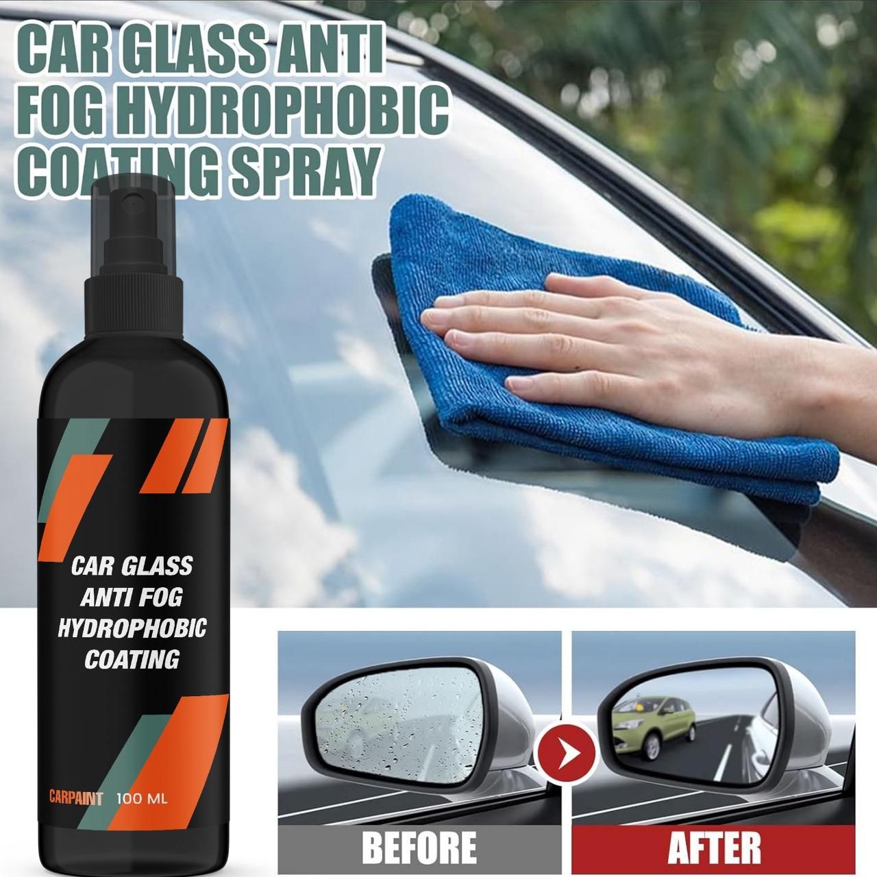 JS Enterprise™ Car Glass Anti-Fog Hydrophobic Coating 100ml(Pack Of 2)