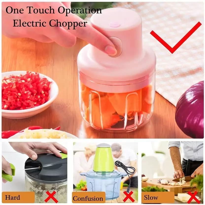 JS Enterprise™ KolorFish Electric Mini Garlic Chopper 250ml Electric Vegetable Chopper