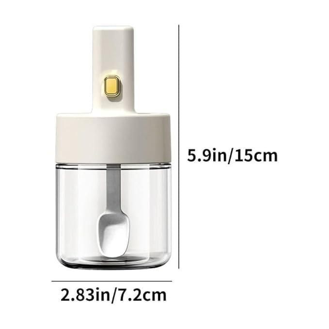 JS Enterprise™ Luxury Glass Telescopic Seasoning Tank with Integrated Spoon Lid