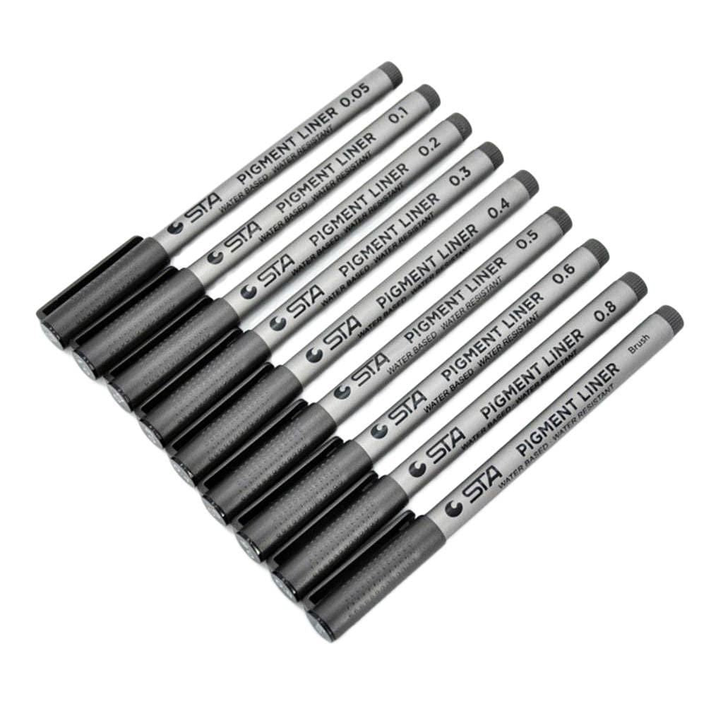 JS Enterprise™ 9 Sizes Fine Tip Permanent Marker Pen Sketch