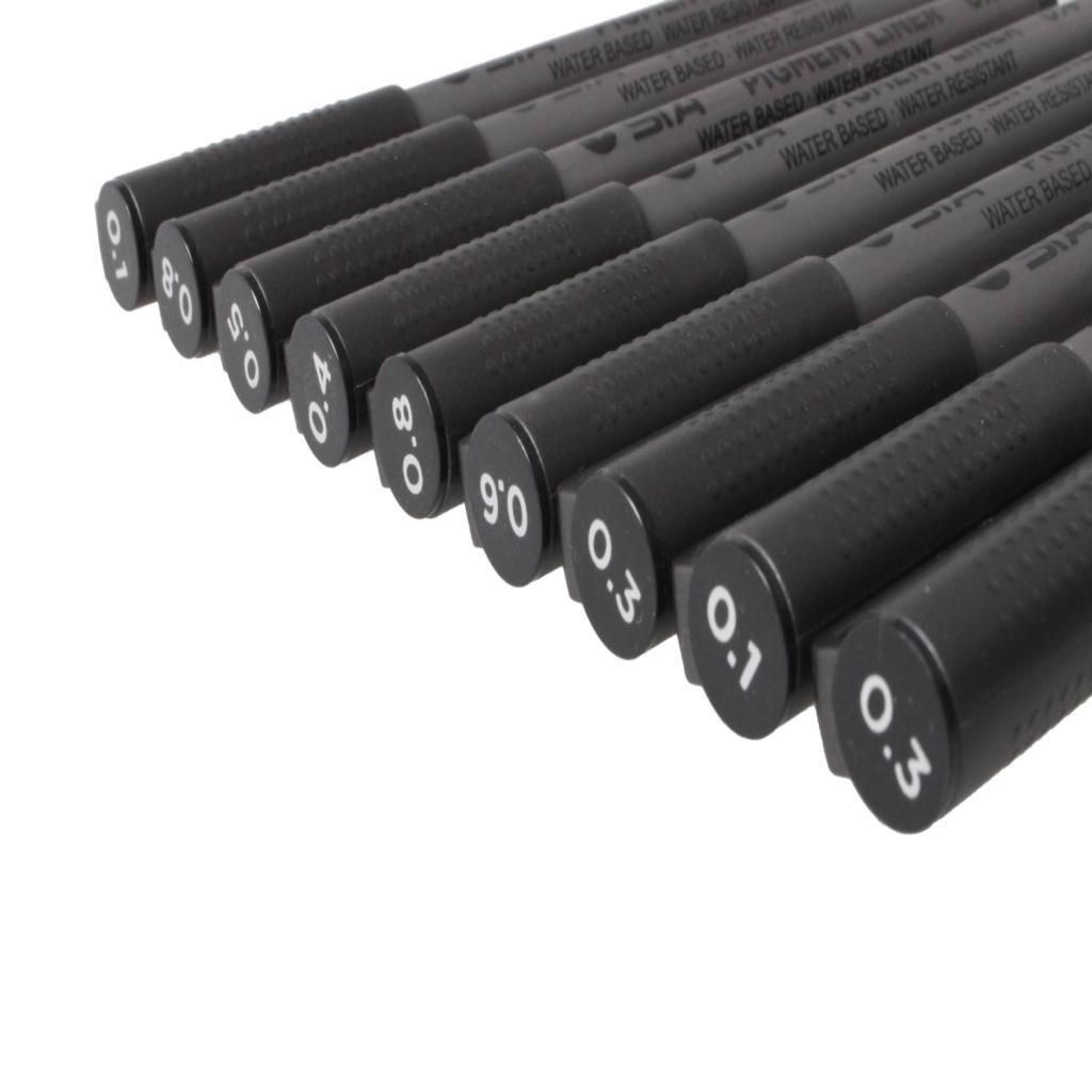 JS Enterprise™ 9 Sizes Fine Tip Permanent Marker Pen Sketch