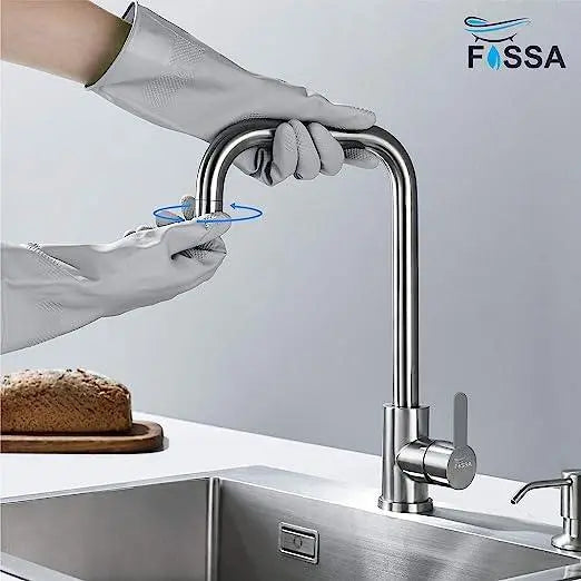Fossa High Pressure Kitchen Faucet 360° Swivel, Stainless Steel Kitchen Faucet, Kitchen Mixer Tap with High L Bend Spout-257mm (Silver)