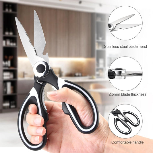 JS Enterprise™ Multifunction Kitchen Scissors - Chicken Bone Meat Vegetable Cutter Nutcracker Bottle Openers Tools, 1 Pcs