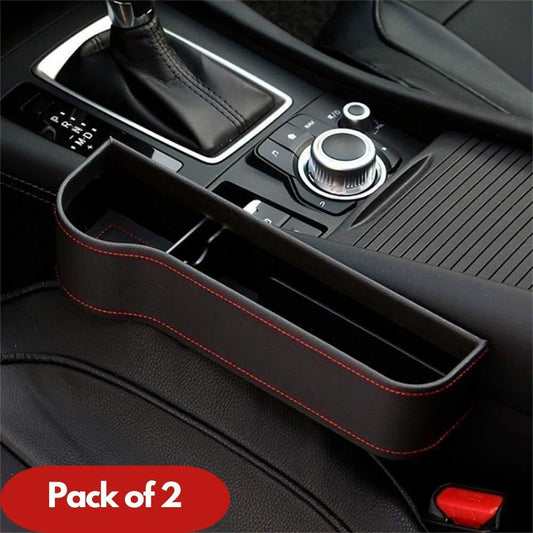 JS Enterprise™ Seat Pockets PU Leather Car Console Side Organizer Pack of 2