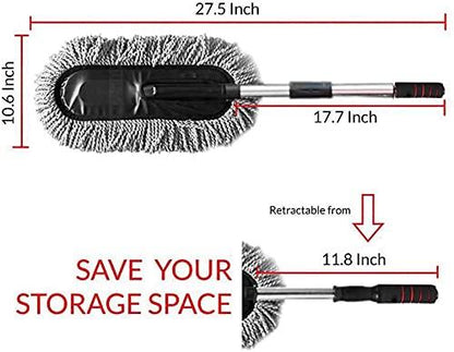 JS Enterprise™ Retractable Flexible Microfiber Car Duster With Handle 360 Degree Rotating Mop
