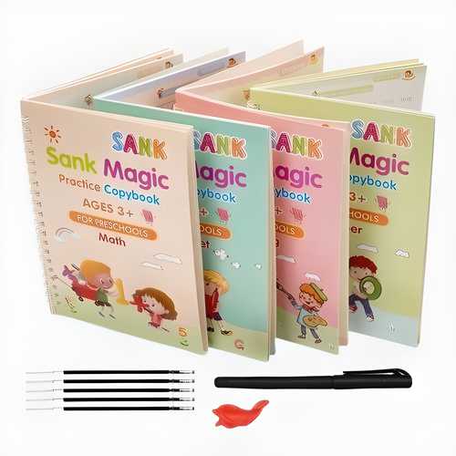 JS Enterprise™ Sank Magic Practice Copybook (4 BOOKS,1 PEN,1 GRIP,10 REFILL)