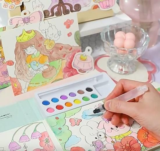 JS Enterprise™ Cartoon Art Coloring Painting Set for Kid's