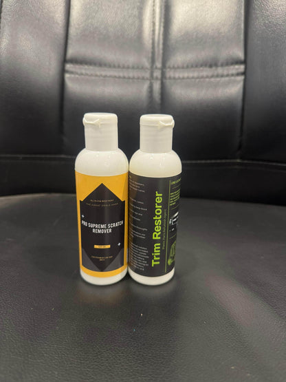 JS Enterprise™ Pro Supreme Scratch Remover 125 ml and Trim Restorer 100 ml each Pack of 2
