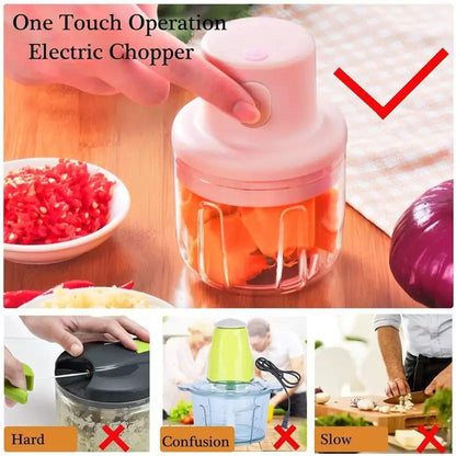 JS Enterprise™ KolorFish Electric Mini Garlic Chopper 250ml Electric Vegetable Chopper