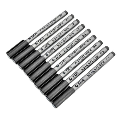 JS Enterprise™ 9 Sizes Fine Tip Permanent Marker Pen Sketch