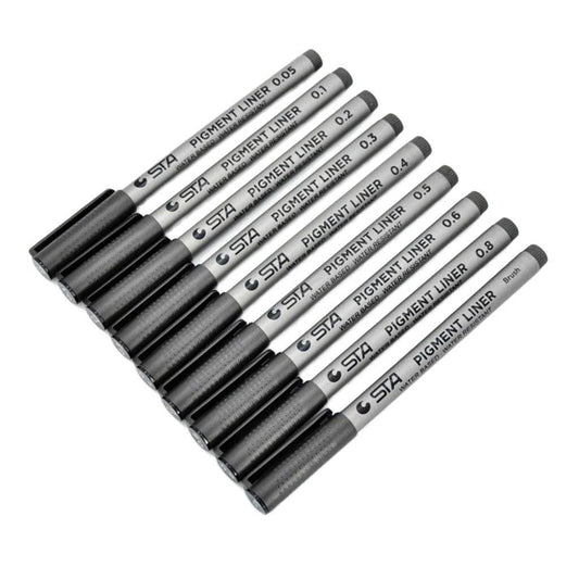 JS Enterprise™ 9 Sizes Fine Tip Permanent Marker Pen Sketch