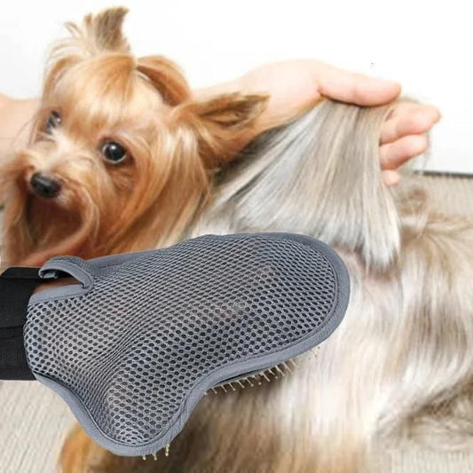JS Enterprise™ Stainless Steel Pet Grooming Glove - Gentle Deshedding Brush