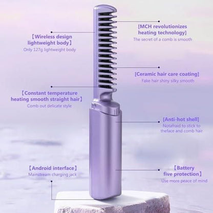 JS Enterprise™ Rechargeable Hot Comb Hair Straightener