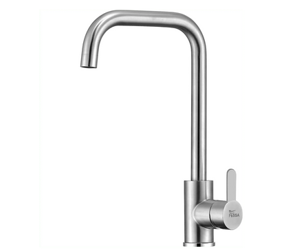 Fossa High Pressure Kitchen Faucet 360° Swivel, Stainless Steel Kitchen Faucet, Kitchen Mixer Tap with High L Bend Spout-257mm (Silver)