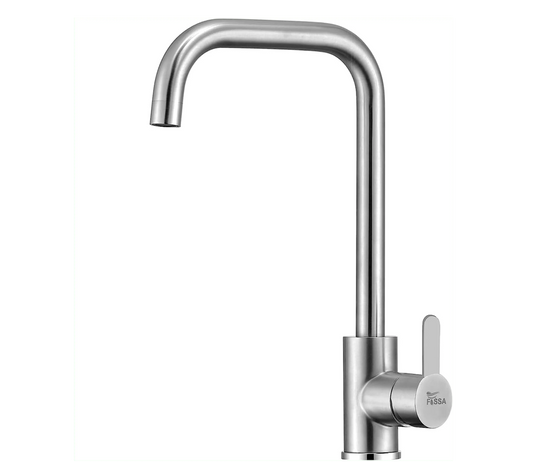 Fossa High Pressure Kitchen Faucet 360° Swivel, Stainless Steel Kitchen Faucet, Kitchen Mixer Tap with High L Bend Spout-257mm (Silver)